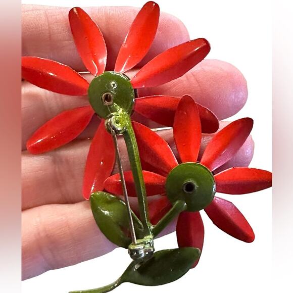 Vintage Pin/Brooch Bundle of 3 with 2-Floral and 1-vintage style bicycle - Picture 6 of 12